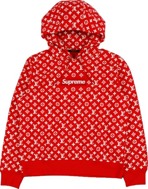 supreme lv hoodie red|louis vuitton red hooded sweatshirt.